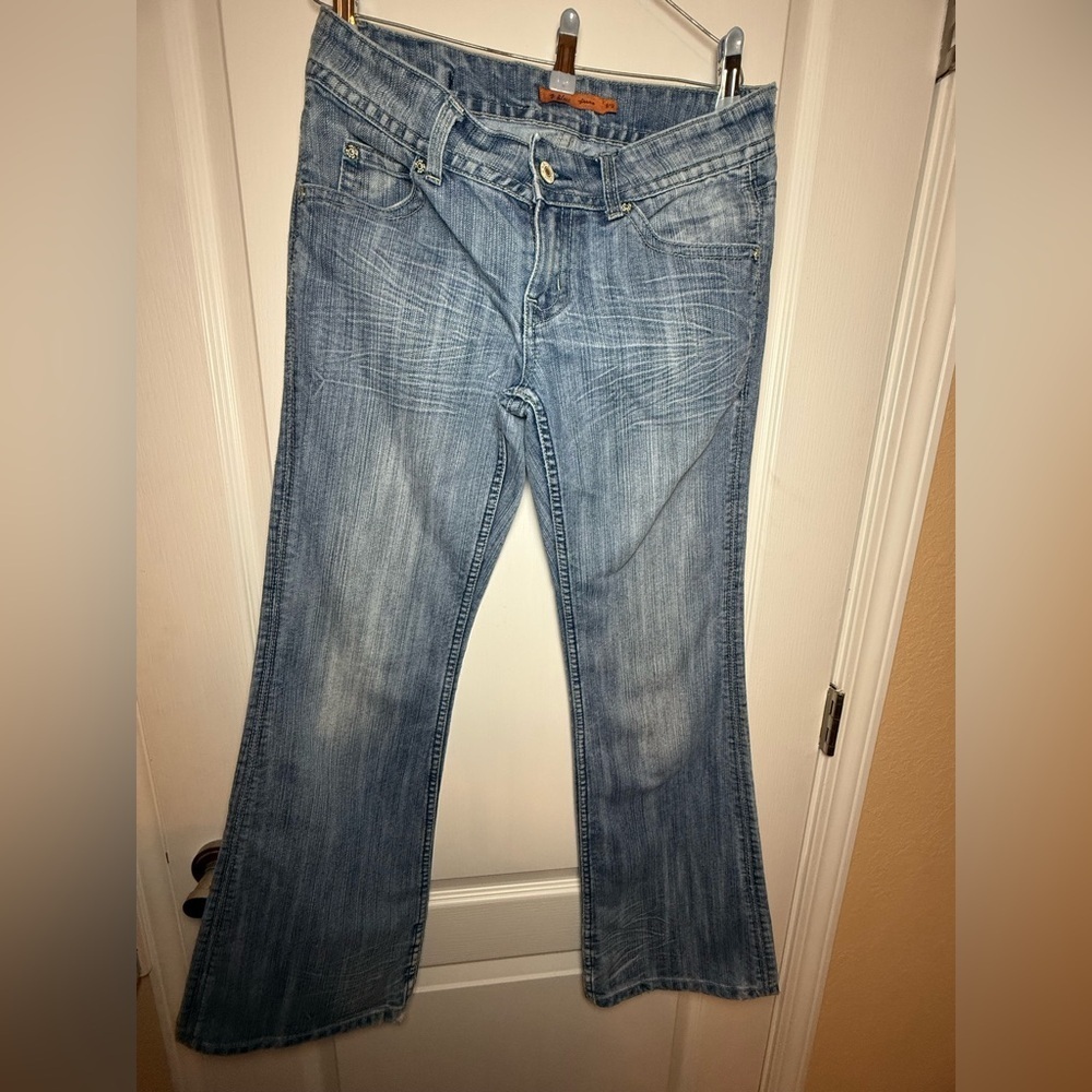 V Blue Classic Denim Flare Jeans